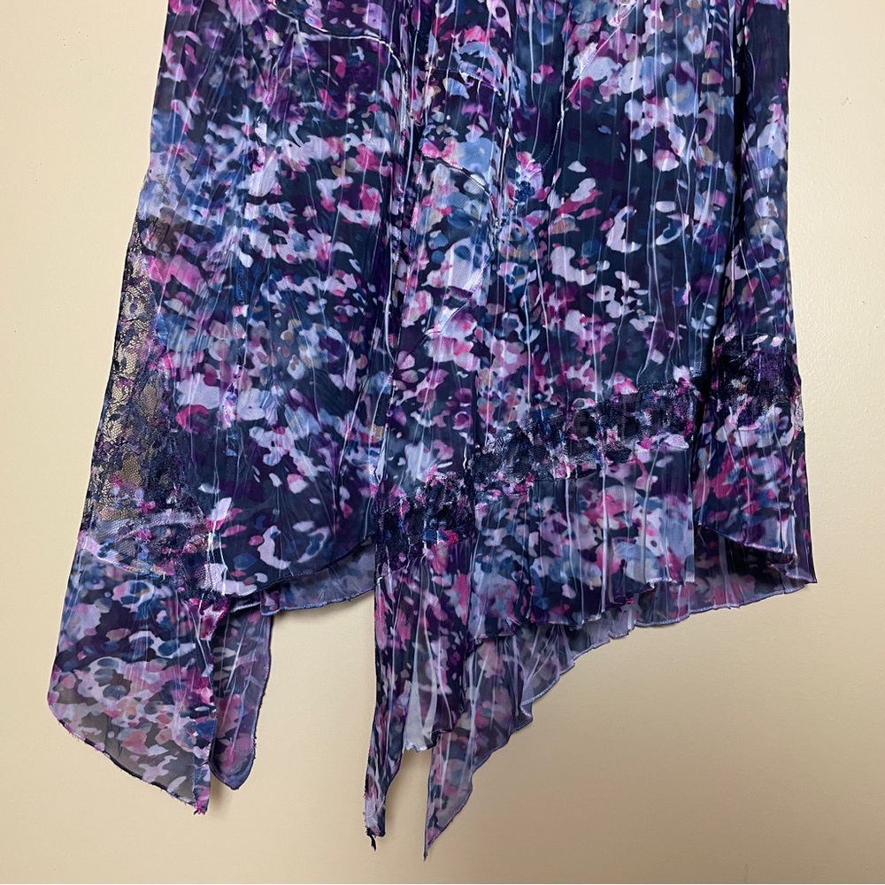 Komarov Purple Crinkled Dress Medium Asymmetrical Handkerchief Hem Art To Wear - Picture 7 of 16
